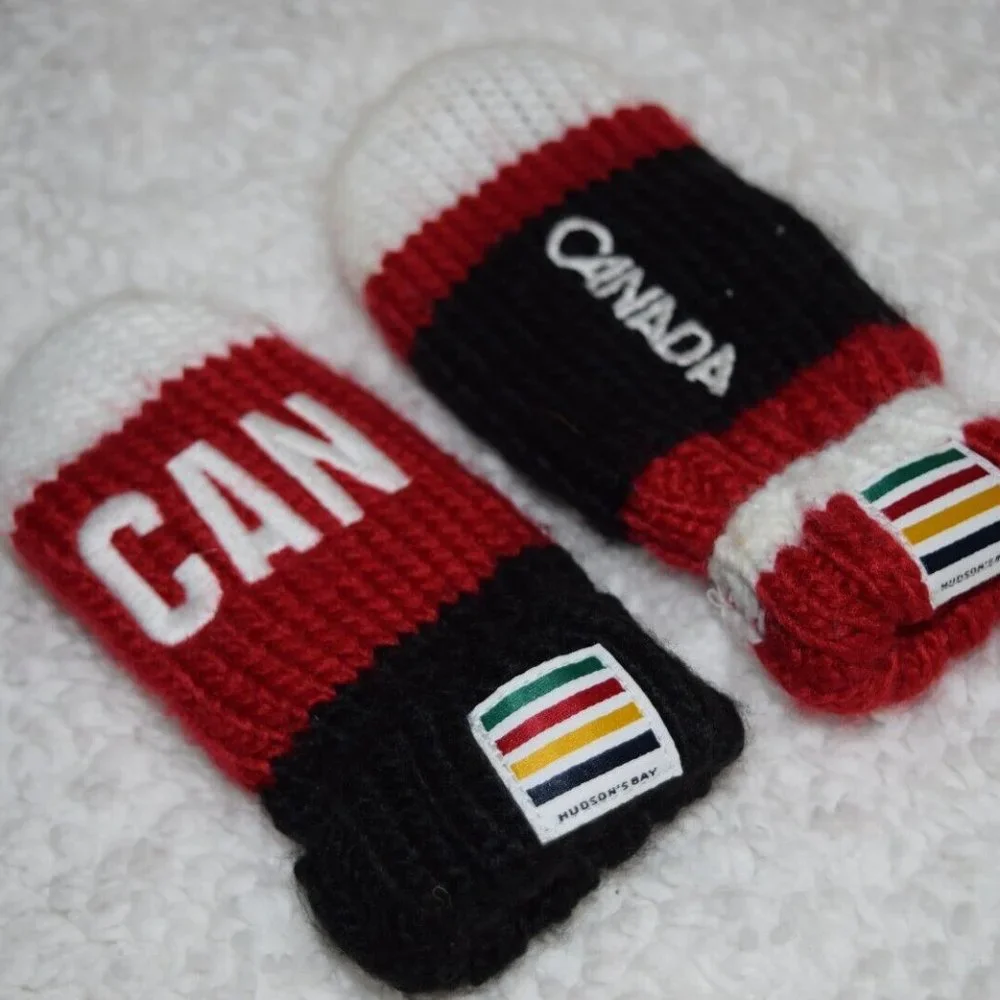 Hudson's Bay Team CANADA OLYMPIC Infant Babies Winter Knit FLEECE LINED MITTENS